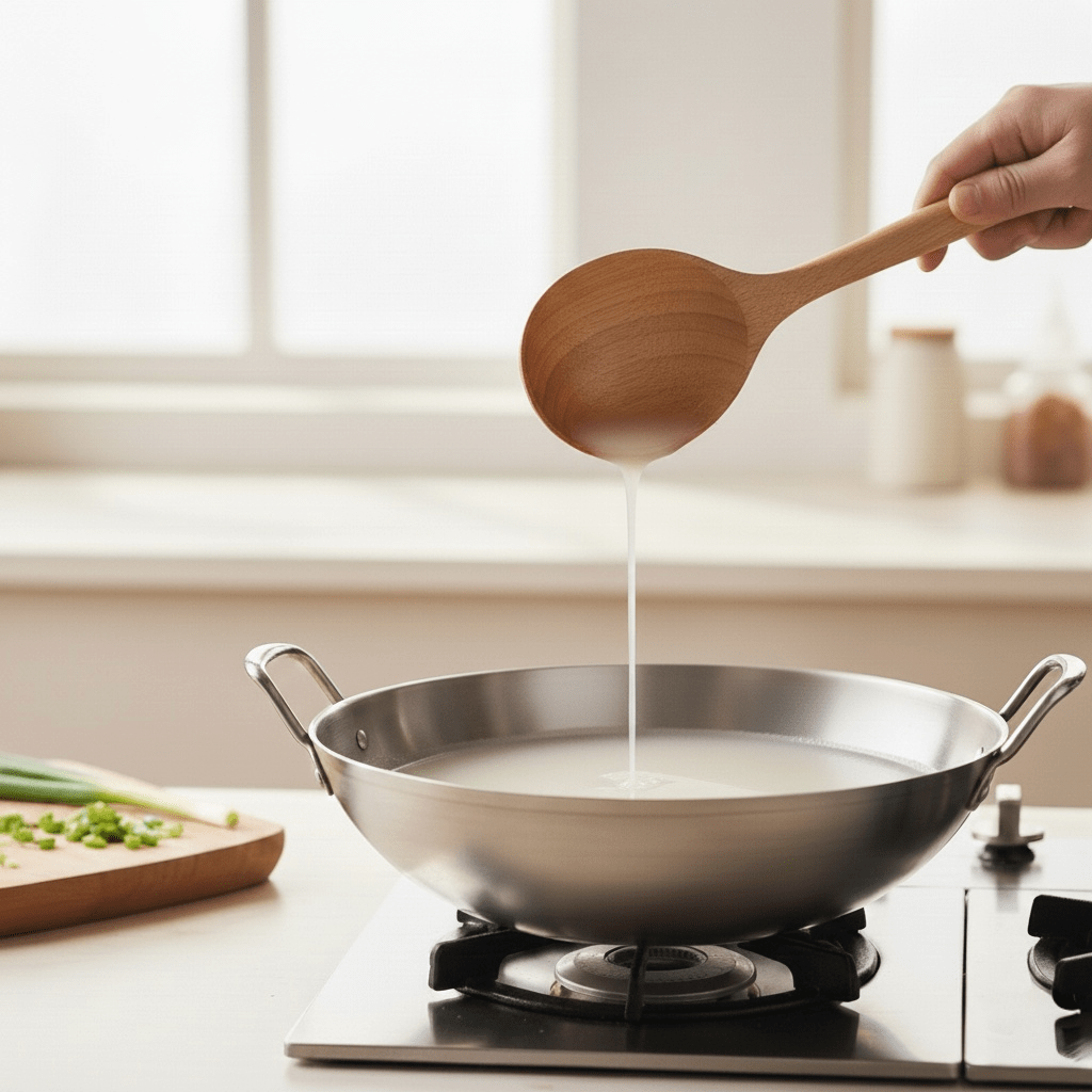 海鮮羹的勾芡程度至關重要，不能過稀或過稠。