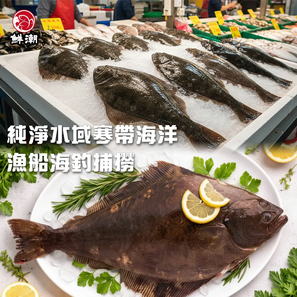 整尾大比目魚(扁鱈)，海釣捕撈船上急速冷凍