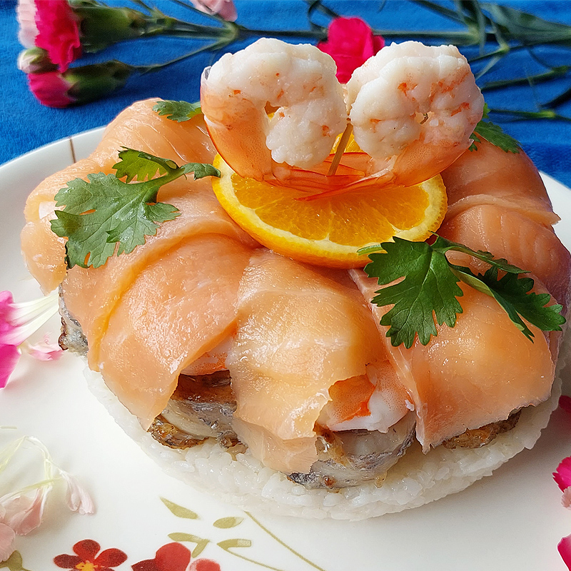 寵愛媽咪-海陸三重奏(白蝦/白帶魚捲/鴨胸or冷燻鮭切)